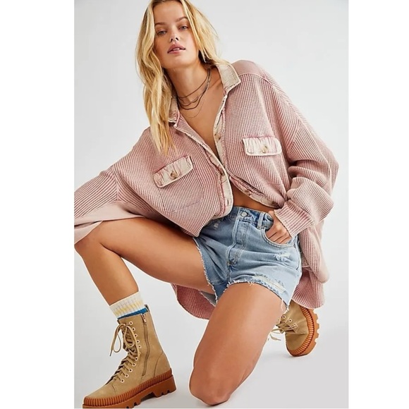 Free People FP One Oversized Scout Jacket Shacket Grunge Bohemian Arizona Large - Picture 7 of 16
